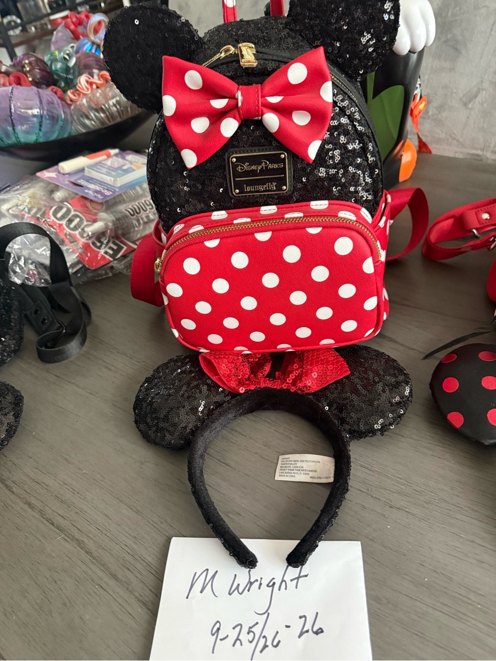 Disney Parks Loungefly Minnie Mouse Red Polka Dot Sequin Backpack